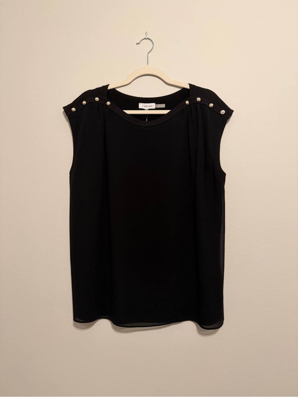 Calvin Klein Black Pearl-Accent Cap-Sleeve Camisole